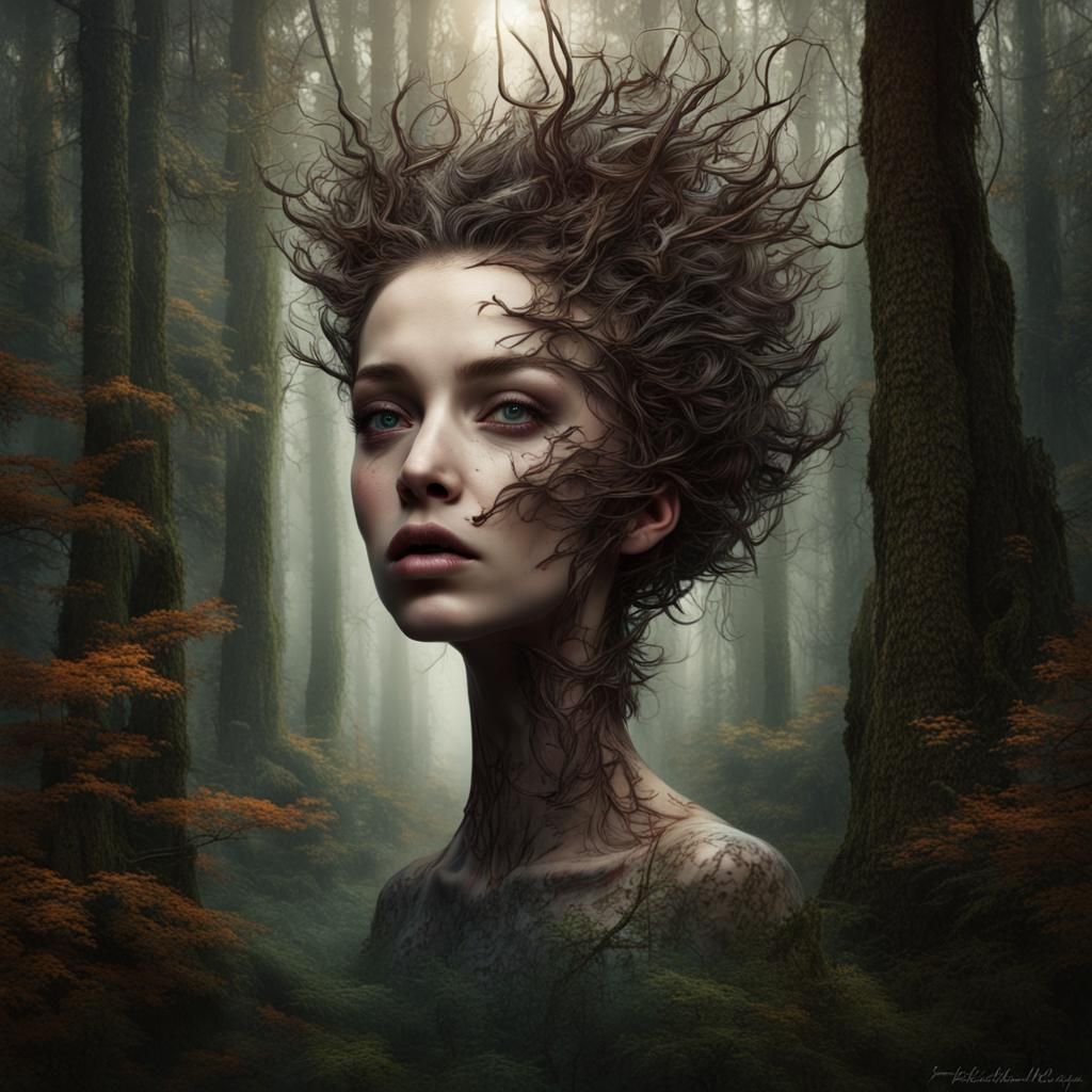 Fantastical Portrait with Intricate Details in Deep Color