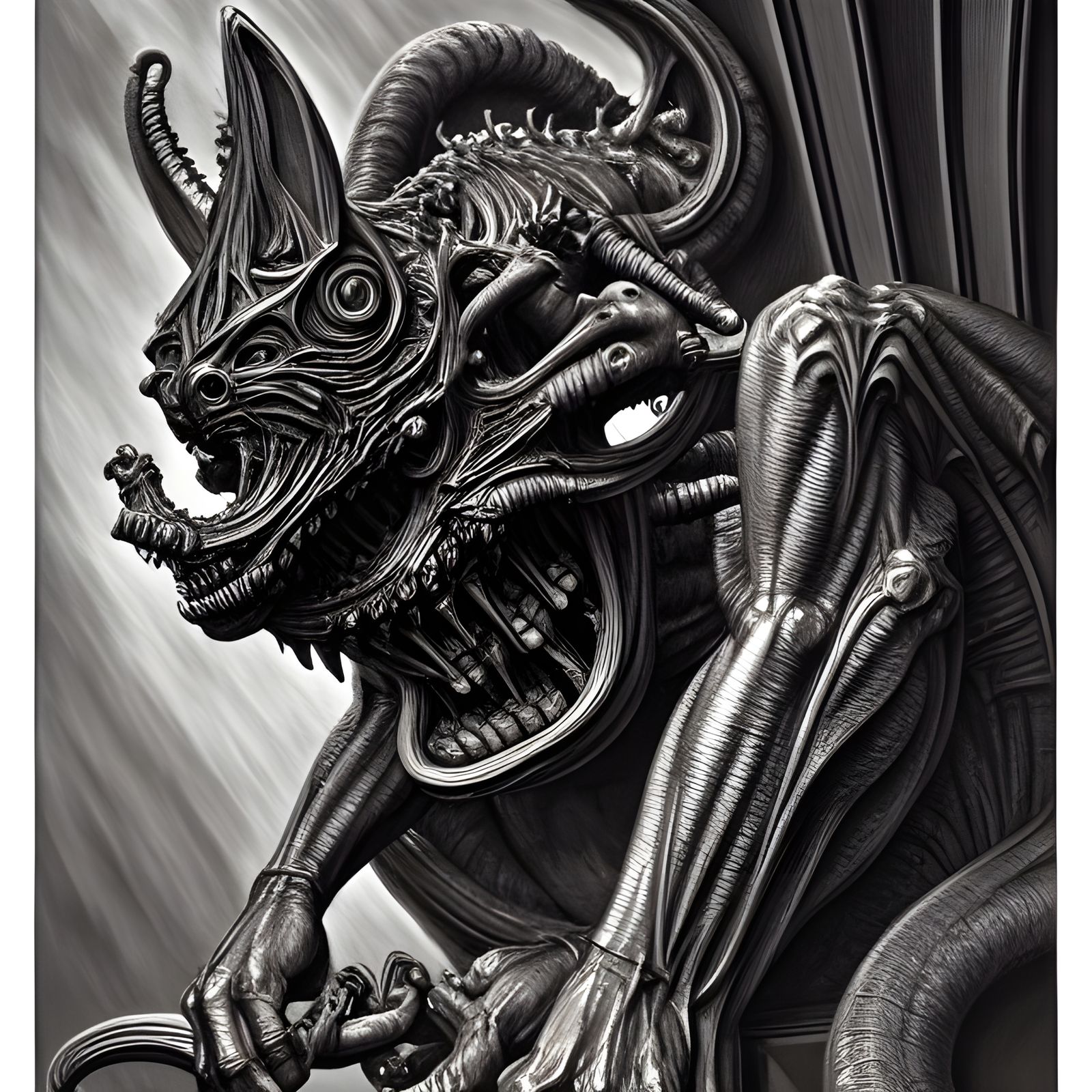 The Cutest Gargoyle in Metallic Sci-Fi Style