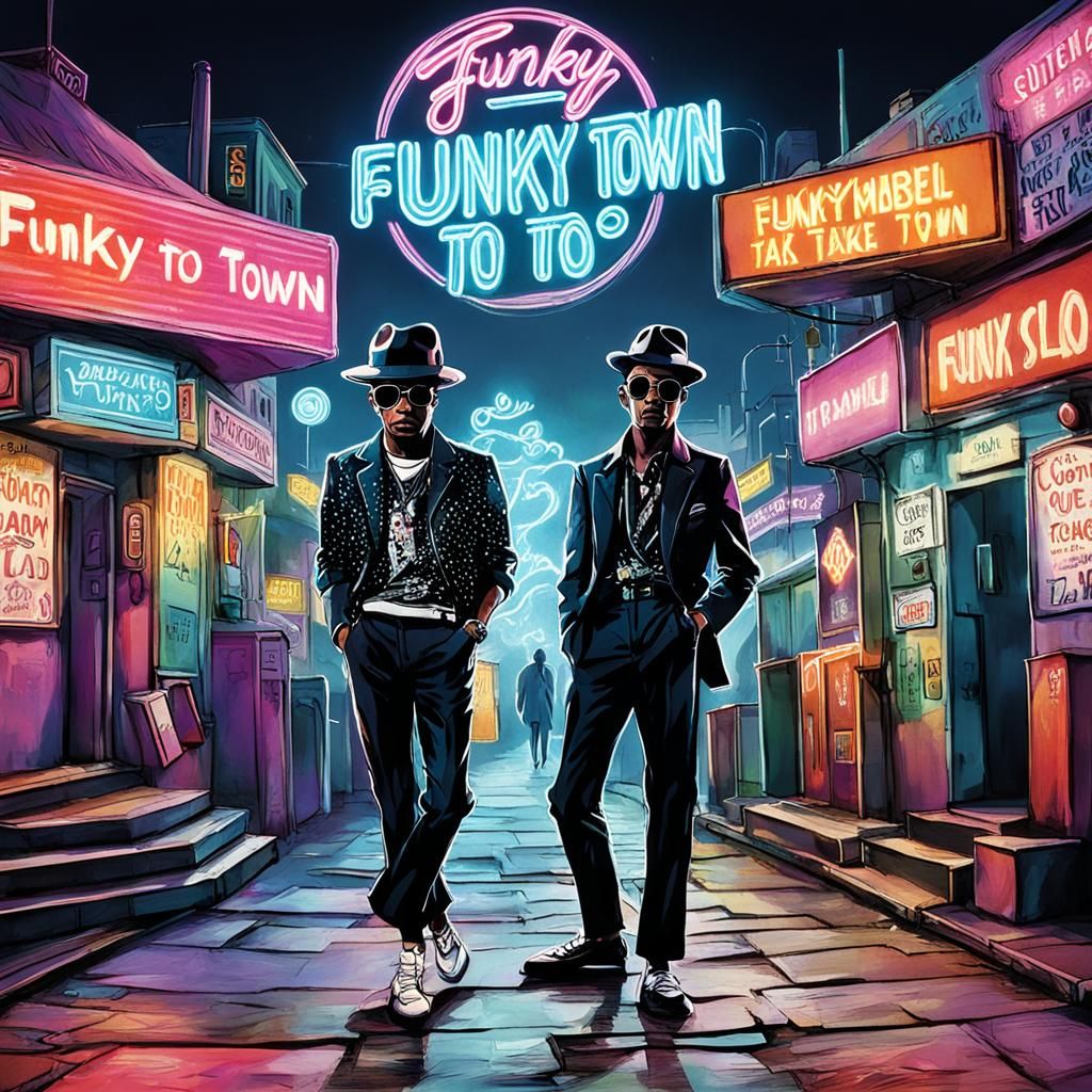 Vibrant Funky Town AI Interpretation