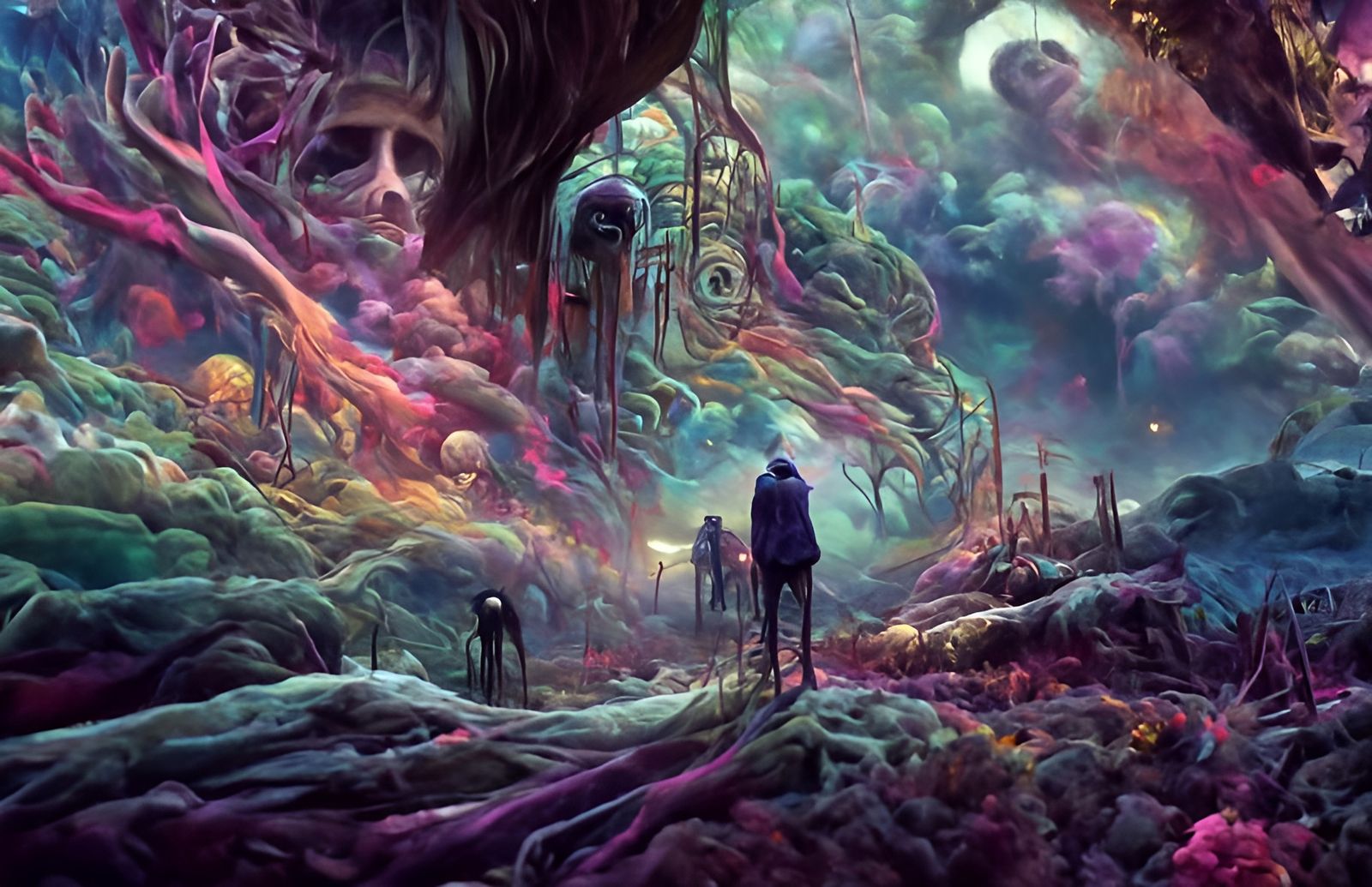 Psychedelic Otherworldly Vista, Detailed Digital Art