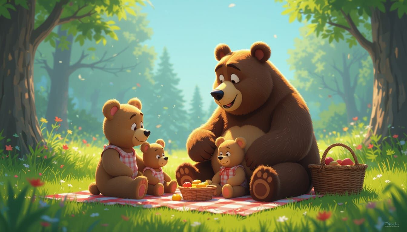 Papa Bear's Teddy Bear Picnic: 3D Digital Art