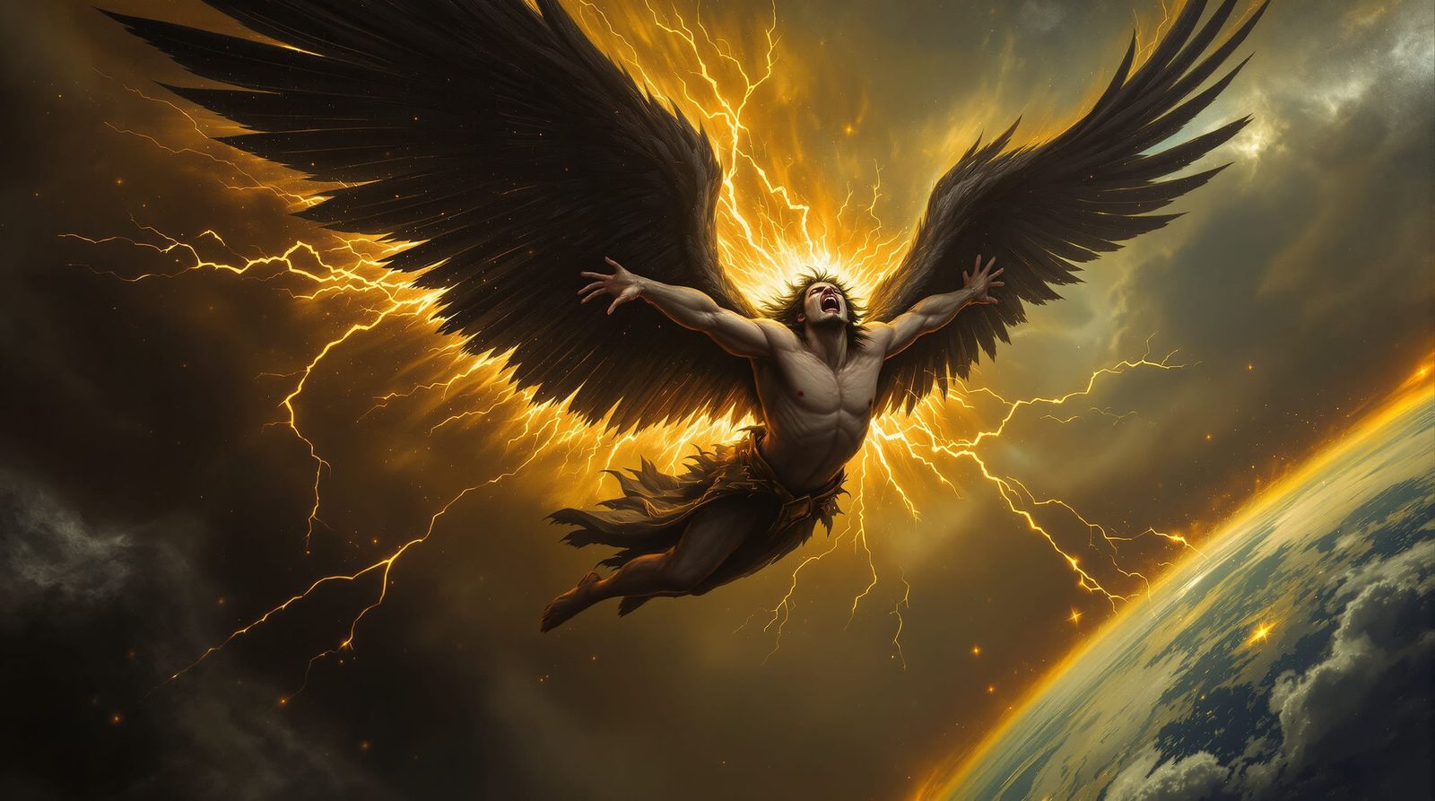 Fallen Angel Lucifer Descends From Heaven Like Lightning