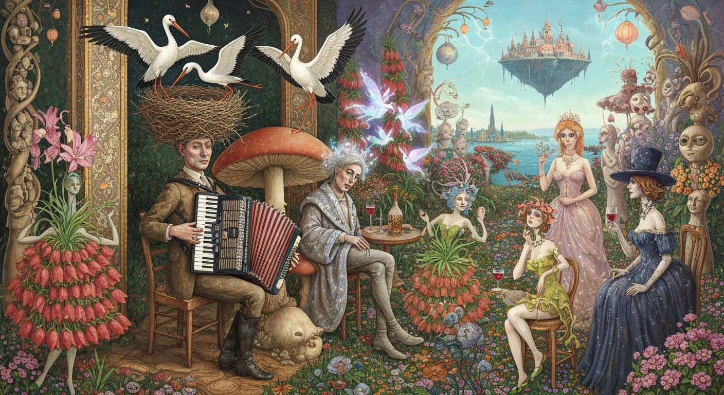 Surreal Accordionist Plays at Galaxy's End