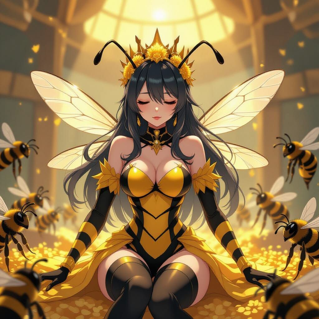 Anime Bee Queen in Royal Hive Chamber