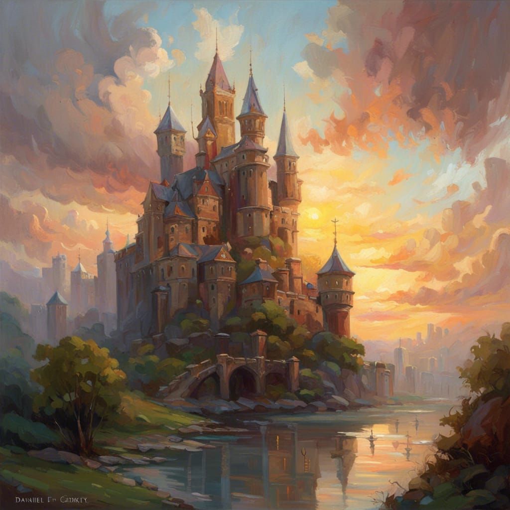 Cloud City: A Hyperdetailed Castle at Sunrise