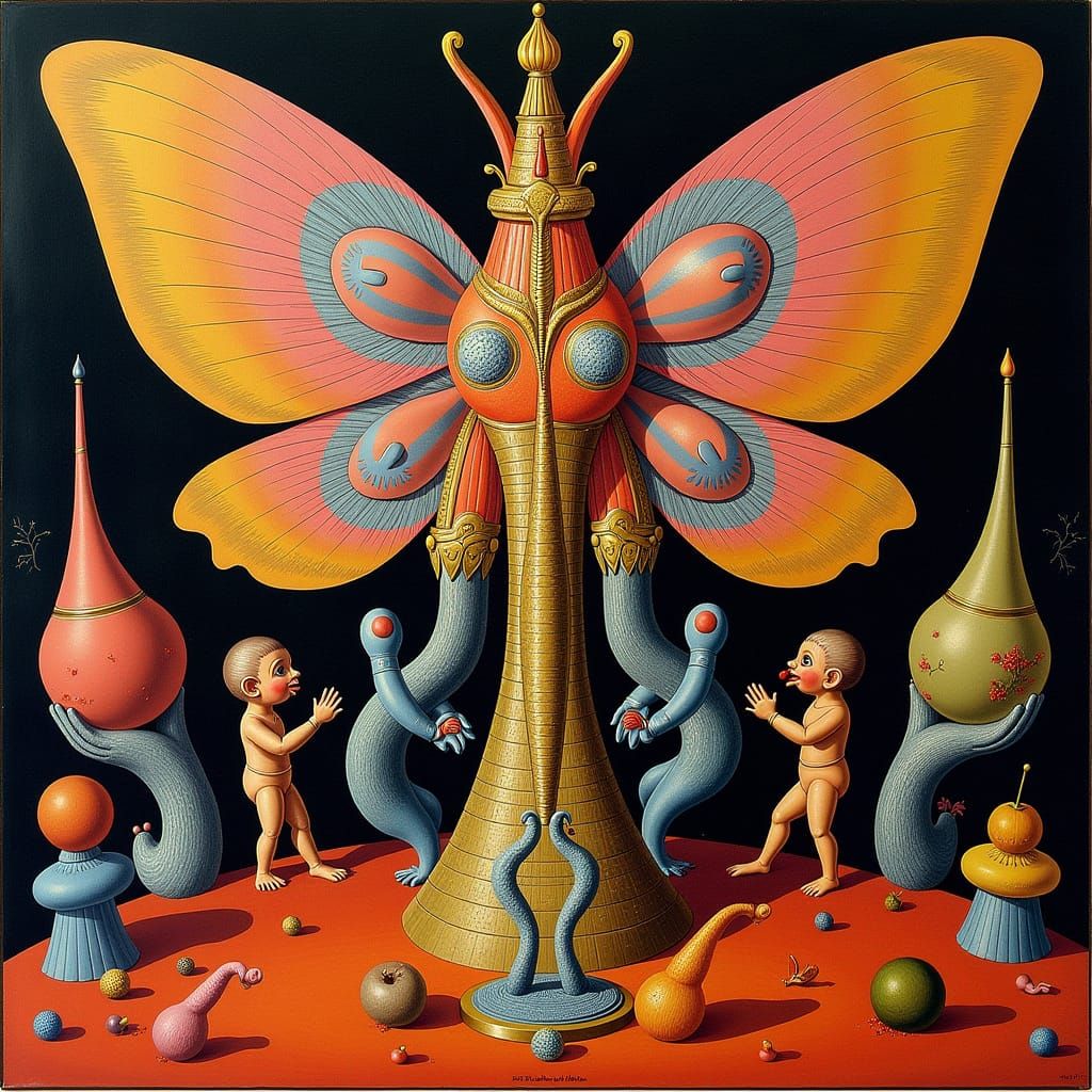 Hallucinatory Geometric Scene in Hieronymus Bosch Style