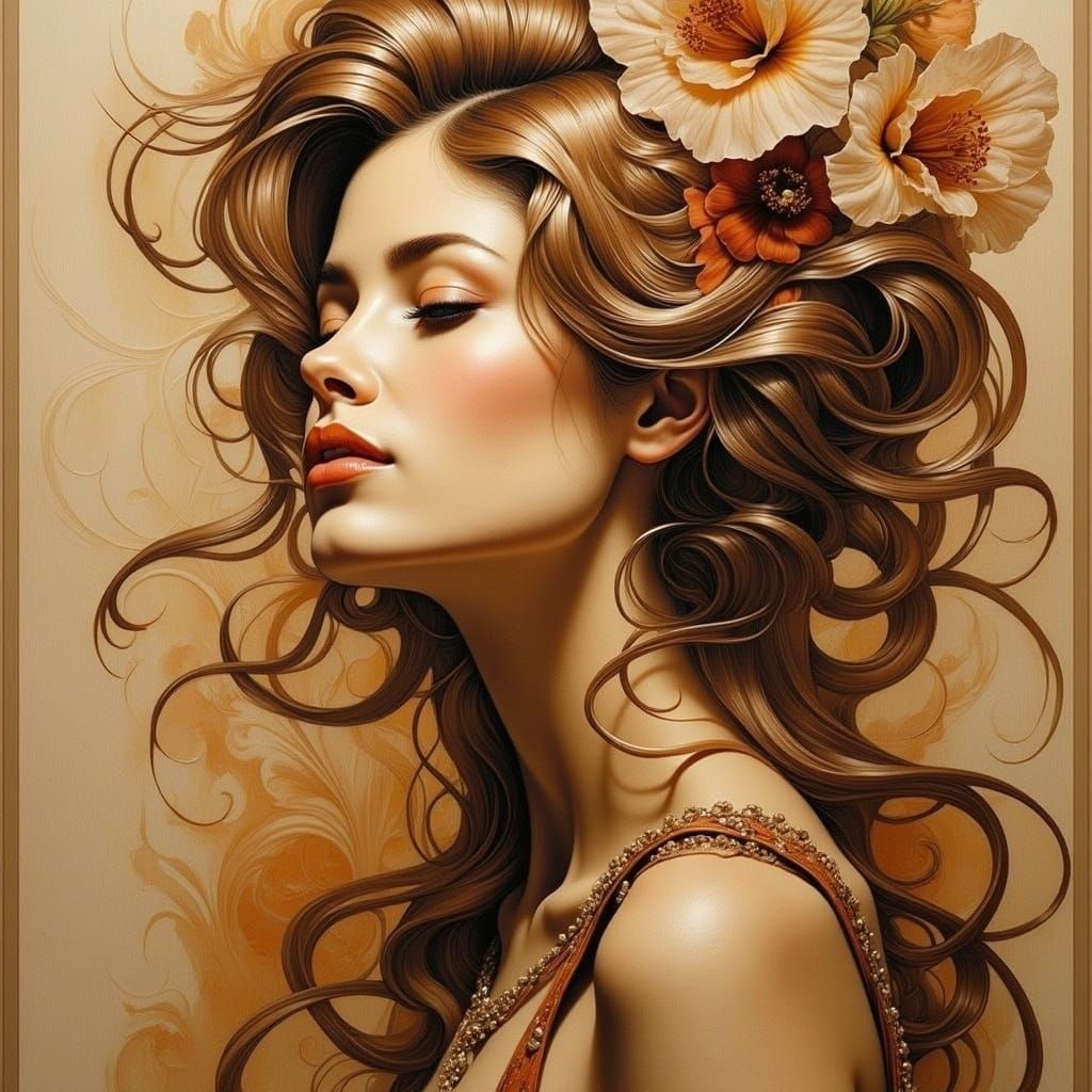 Ethereal Pyrographic Portrait of a Divine Woman
