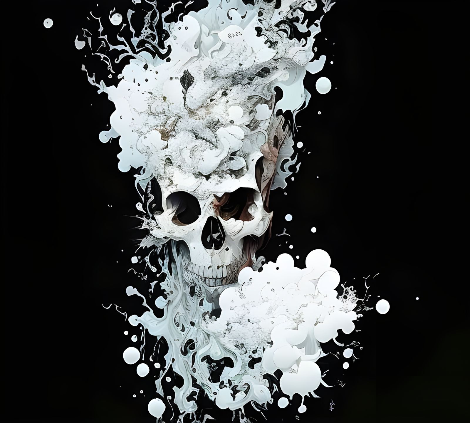 Skull Explosion as Hyperdetailed Gouache Art