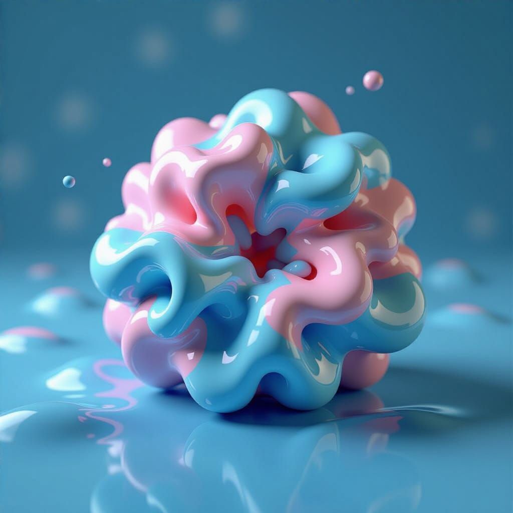 3D Render of Viscous Fluid Blob with Swirling Vorticity