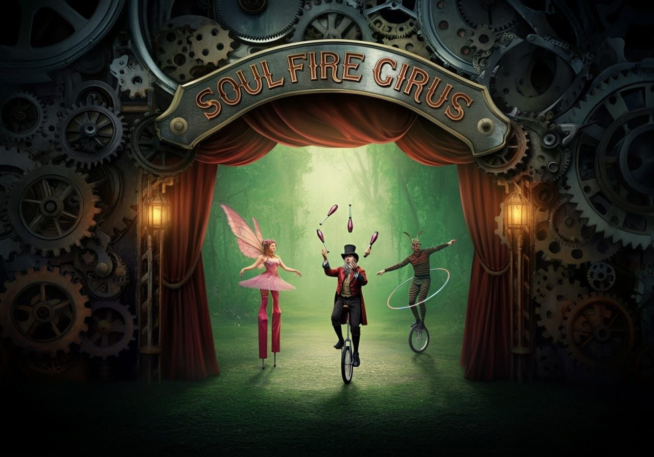 Cyberpunk Circus Tent Reveals Vibrant Green Forest Wonderlan...