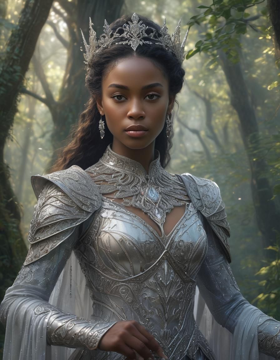 Regal Elvish Princess in Mystical Forest: Ethereal Oil Paint...