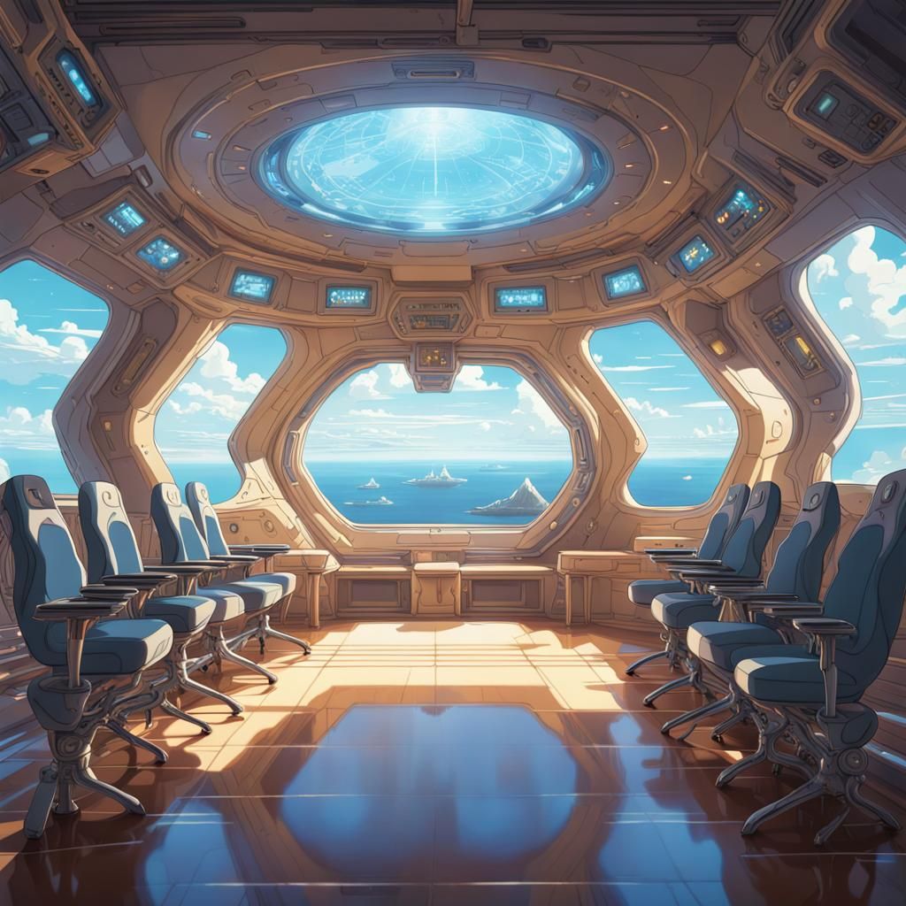 Arcturian Spaceship Interior Inspired by Studio Ghibli