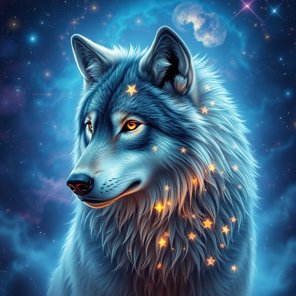 Ethereal Star Wolf in Galactic Dreamscape