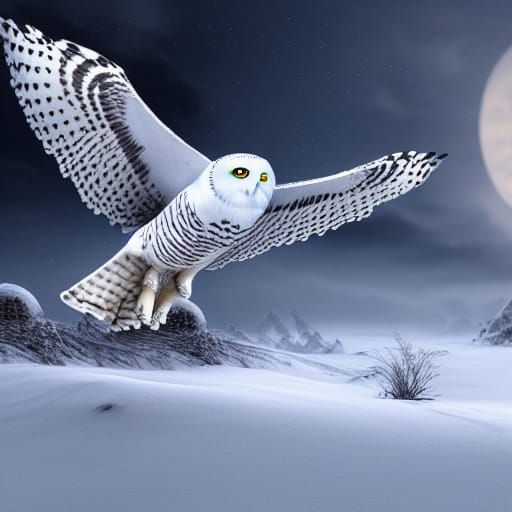 Majestic Snowy Owl in Digital Painting Style