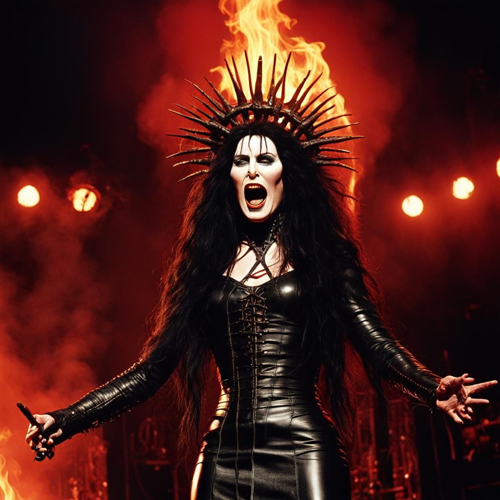 Hyperrealistic Cher Pinhead Performing in Hell