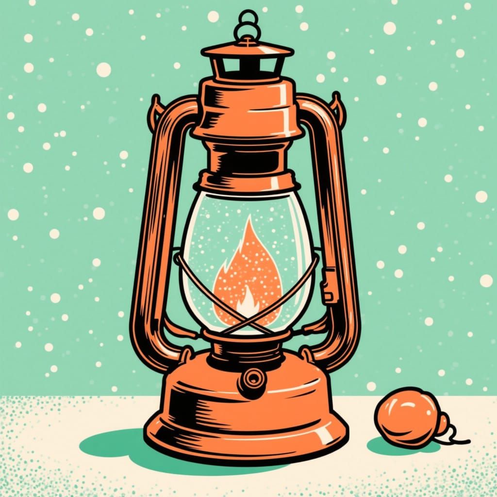 Constellation Lantern in Retro Illustration Style