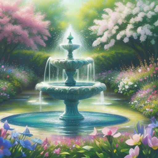 Angelic Garden in Dreamy Impressionist Style