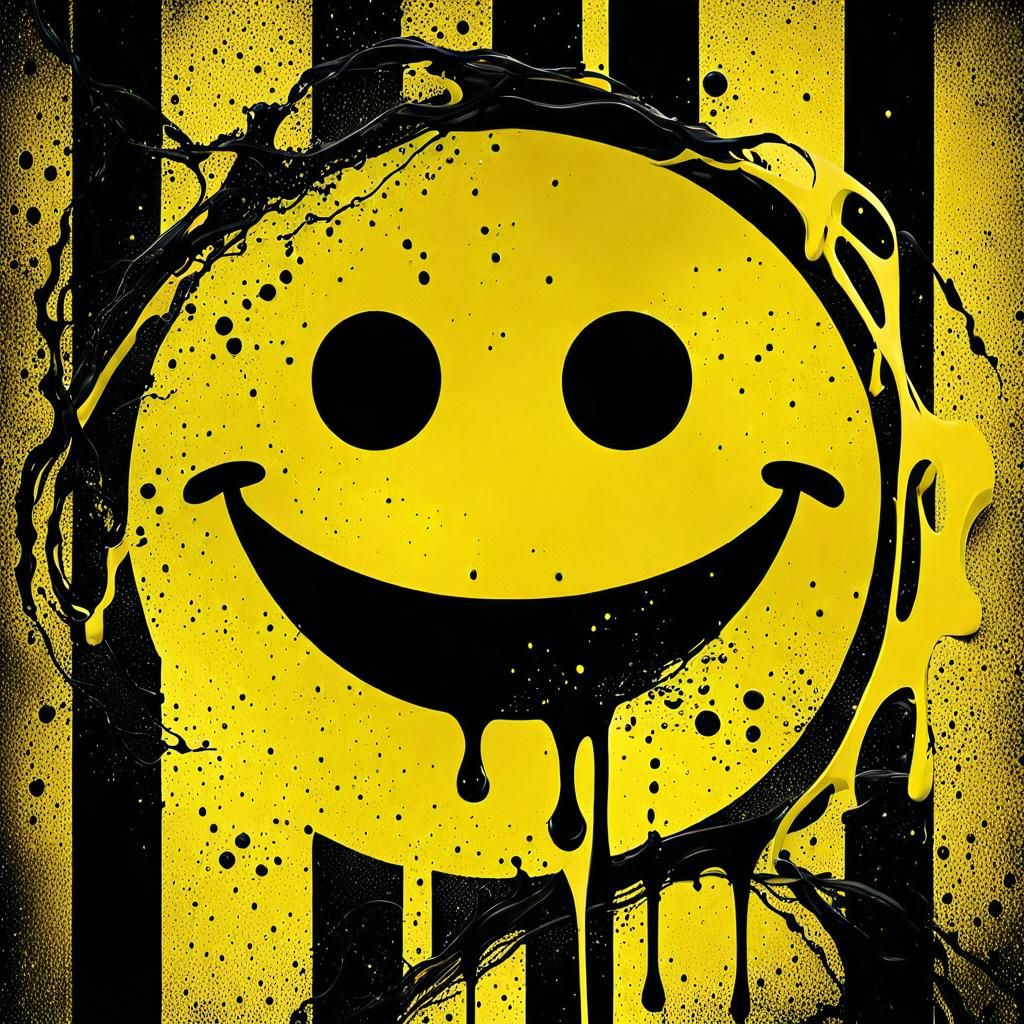 Minimalist Yellow Smiley Face with Grunge Design