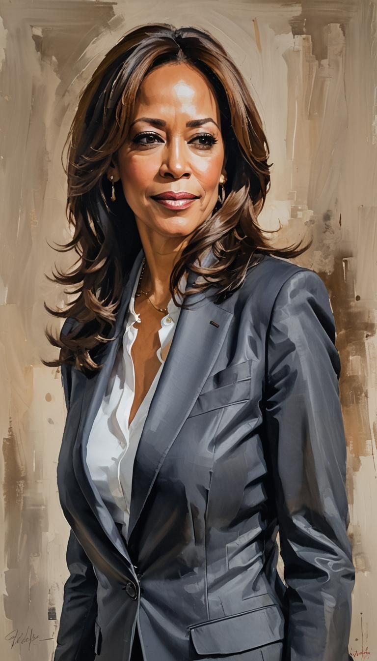 Kamala Harris Portrait in Garmash Style