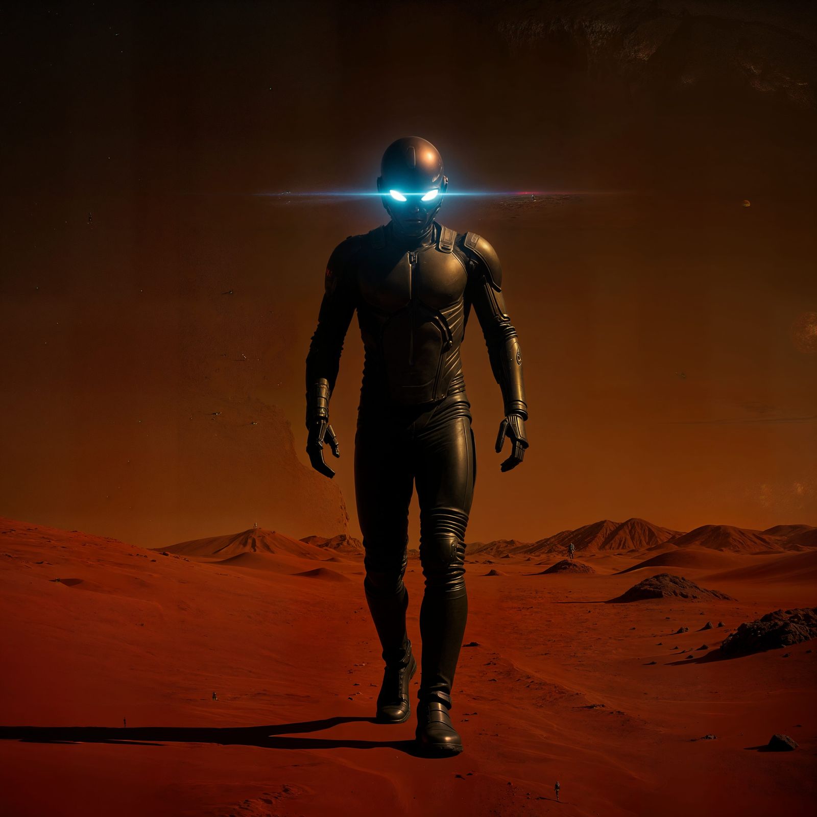 Neon Android on Mars: Cinematic Film Still
