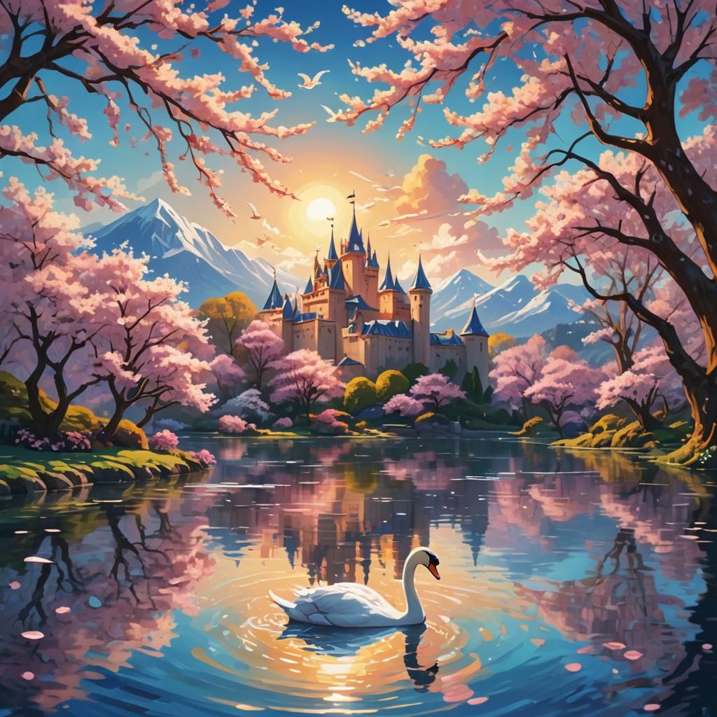 Swan Lake Castle in Fauvist Style