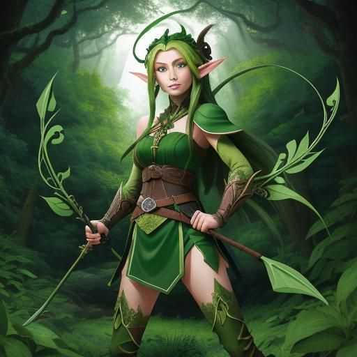 Confident Elf Warrior in Forest Kingdom