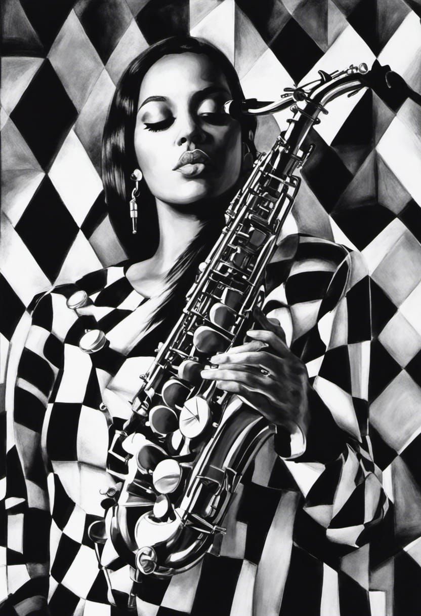 Saxophone Player in Volumetric Textured Digital Art