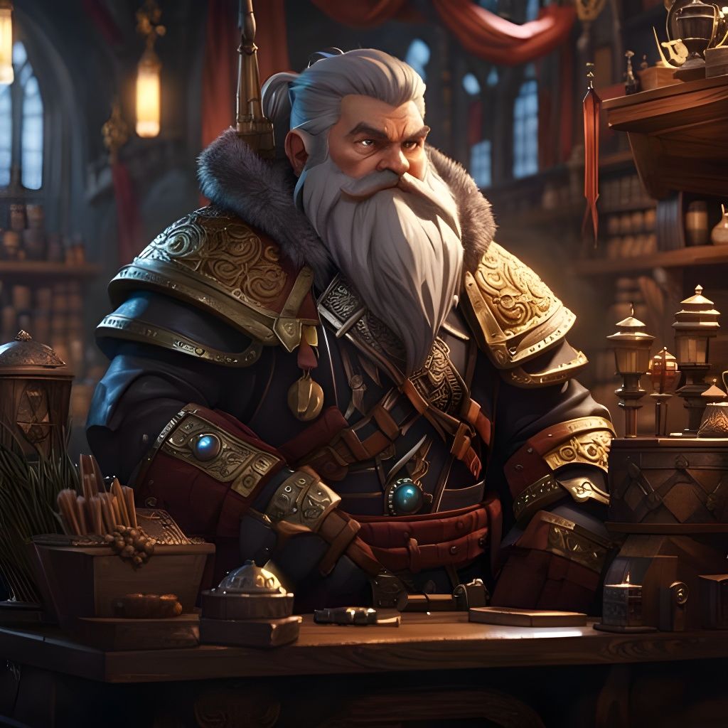 Detailed Dwarf Smith Store Interior in Anime Style