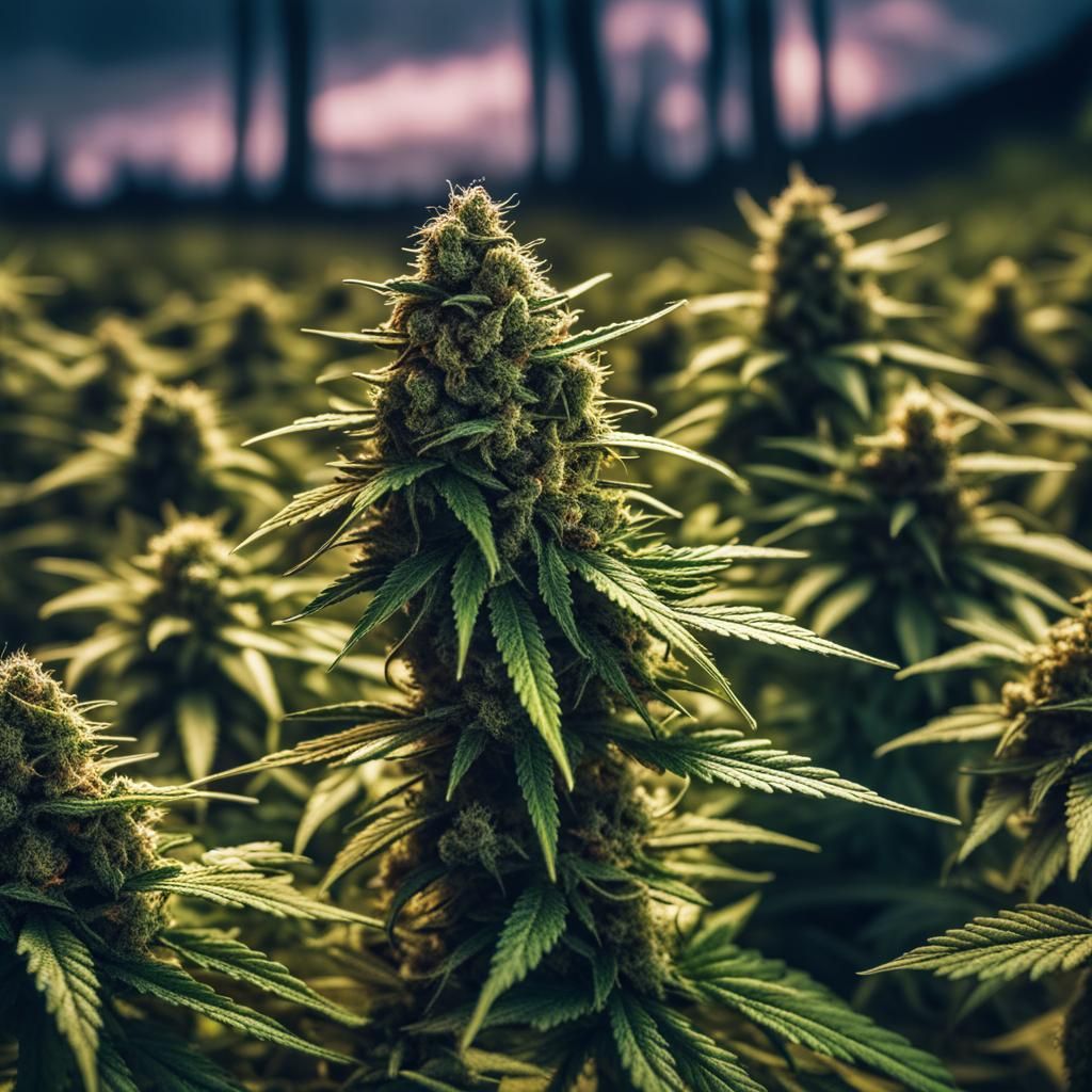 Hyperrealistic Marijuana Meadow of Doom in 420 Style