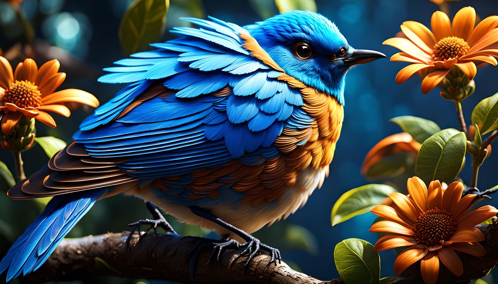 Gorgeous Blue Bird of Happiness: 8K Resolution Masterpiece