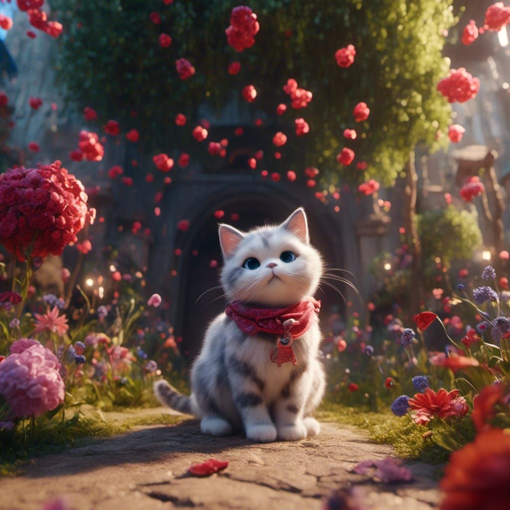 Cute Cat in Detailed Matte Painting Style