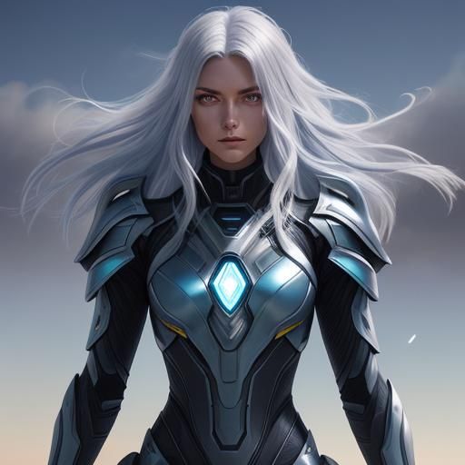 Alien Girl Overlooking Sci-Fi Landscape in Digital Art