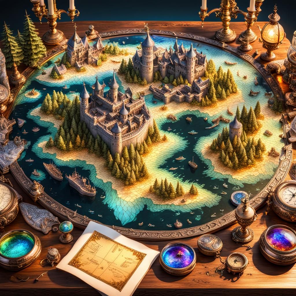 Medieval Crystal Map with Rainbow Colors