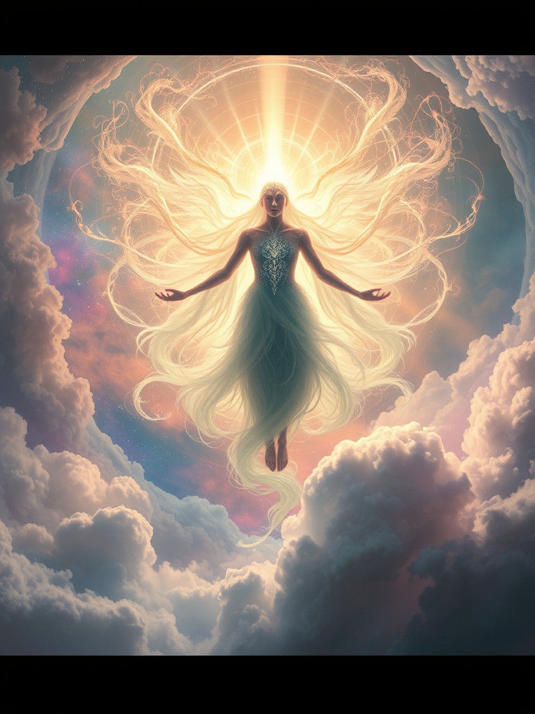 Mystical Being in Swirling Vortex as Oil Painting