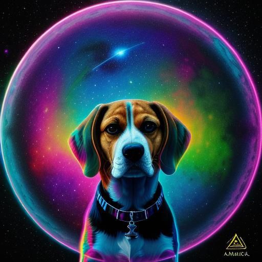 Holographic Beagle: Cosmic Astral Illustration