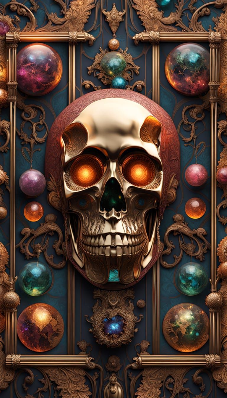 Glass Cube with Iridescent Light Balls, Rat & Dragon Game Bo...