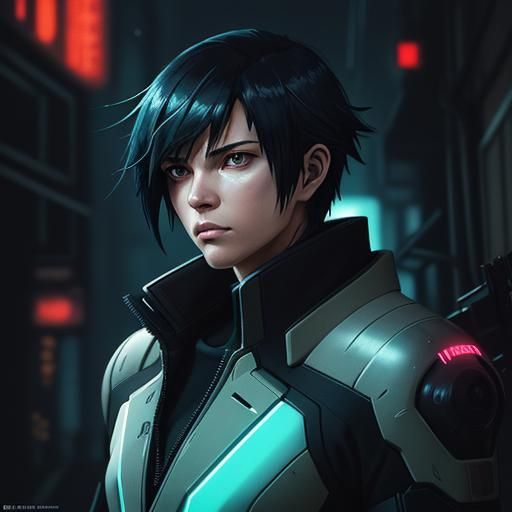 Cyberpunk Soldier Portrait in Gritty Cityscape