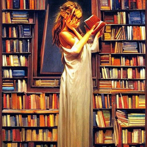 Goddess of Books in Oil Painting Style