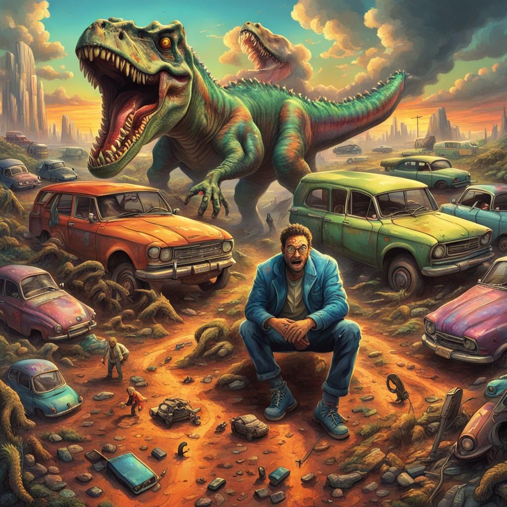 Post-Apocalyptic Psychedelic Dinosaur Wonderland