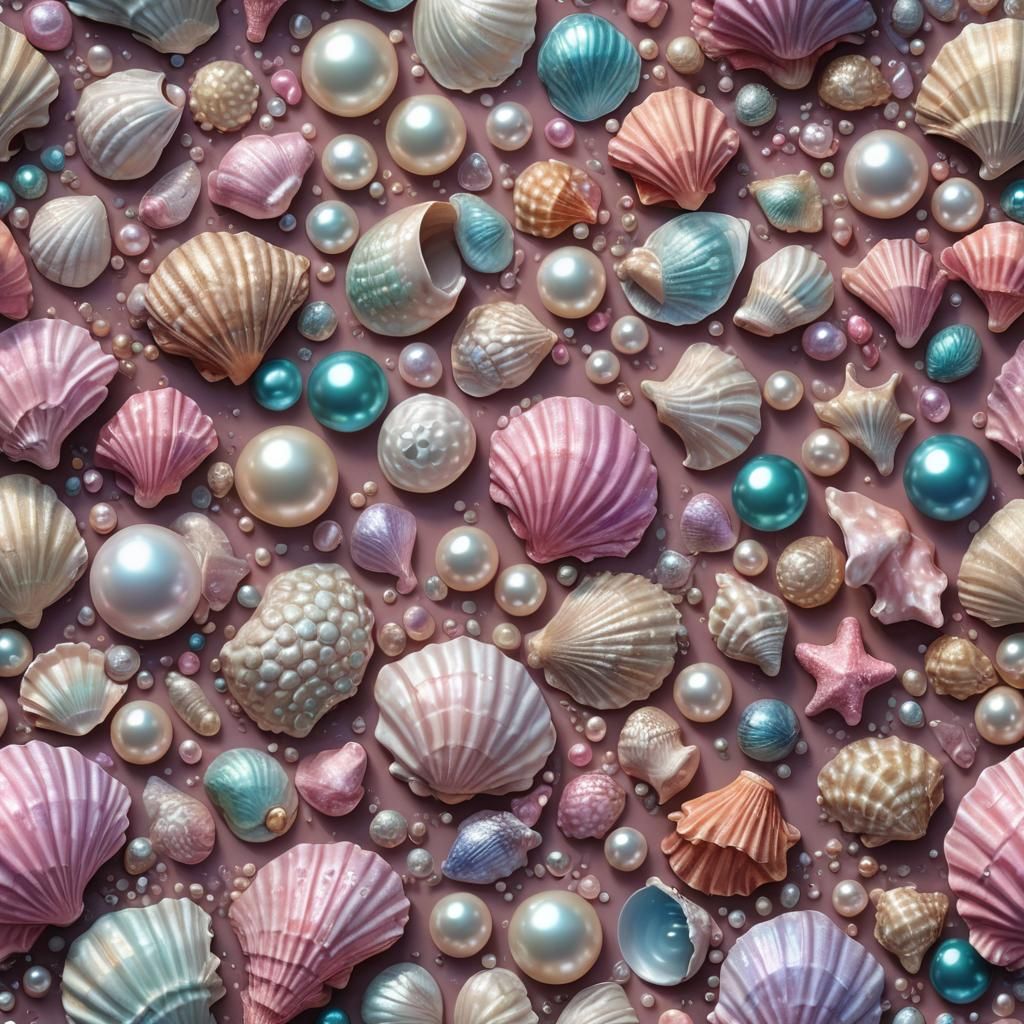 Seashells and Pearls with Iridescent Mermaid Aesthetic