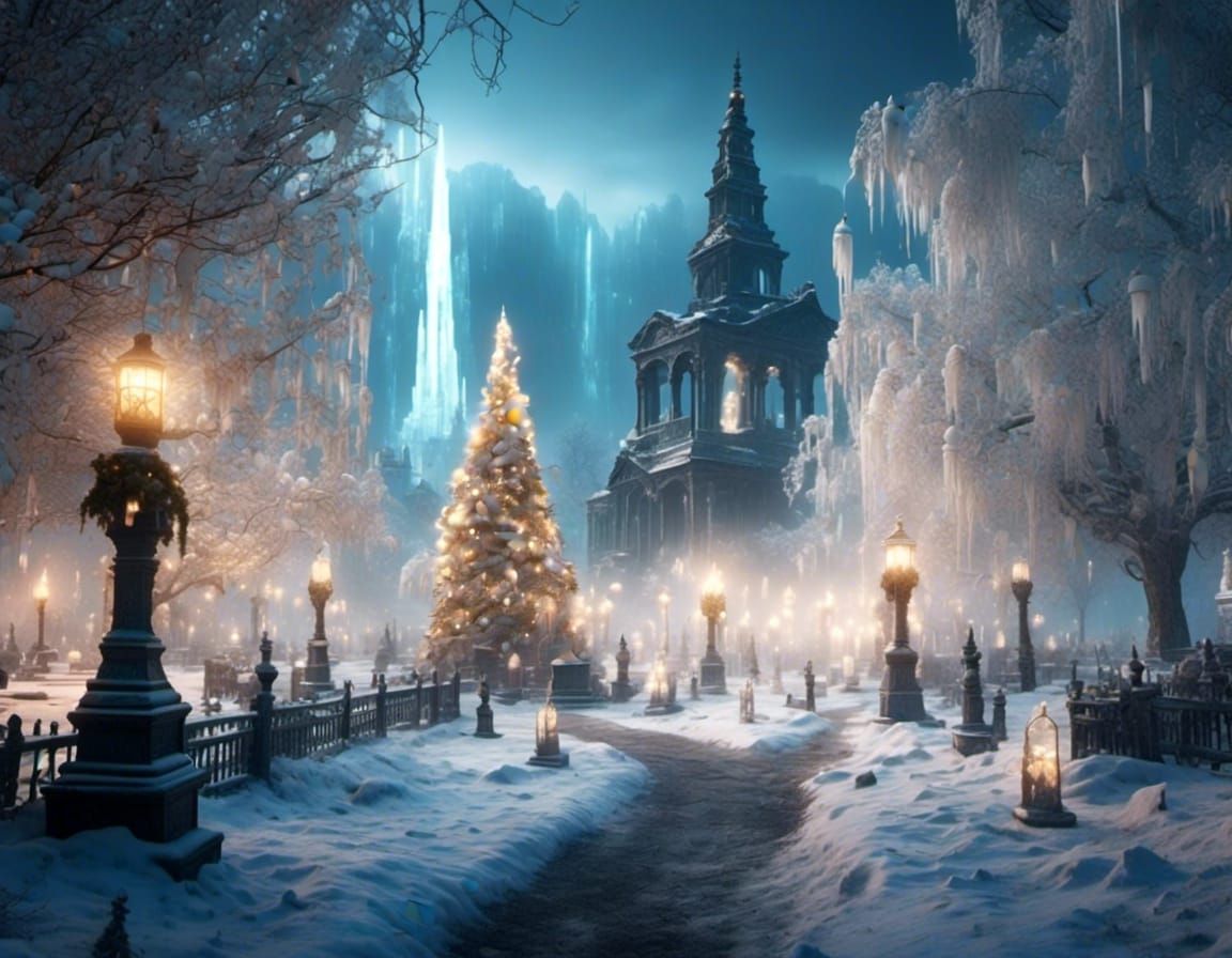 Frostpunk Christmas Park in Winter