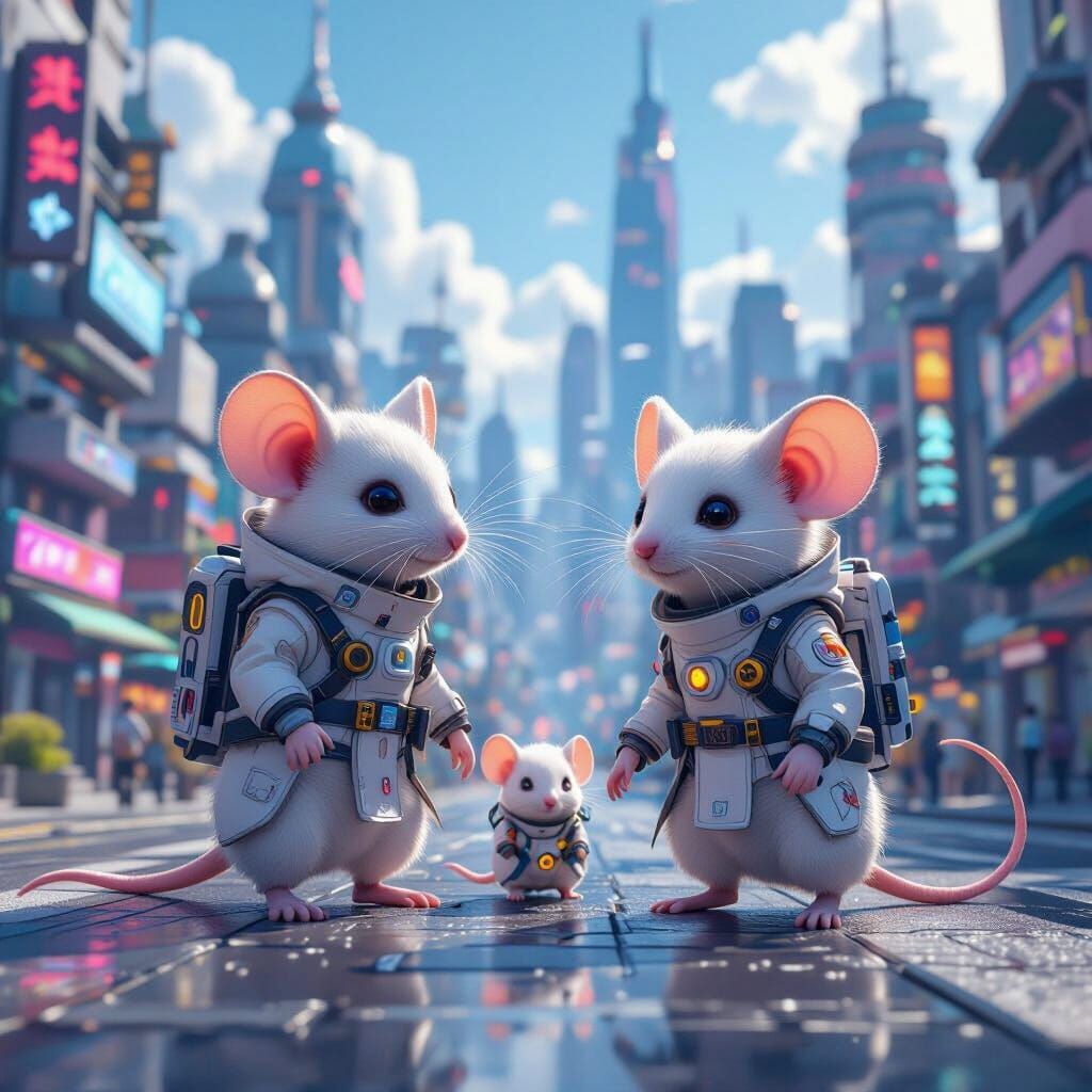 Anime-Inspired Mice Generation in a Futuristic Cityscape