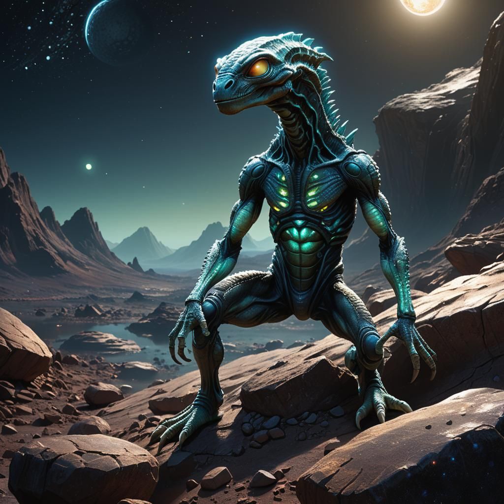 Alien Creature on Exoplanet: Speculative Xenobiology Illustr...