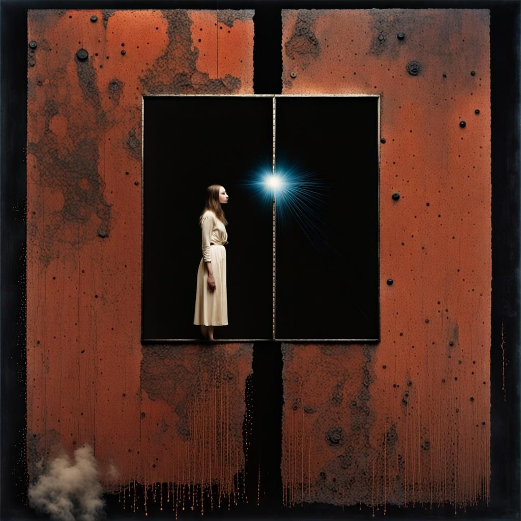 Vibrant Cosmic Portrait in Stained, Abstract Photographic St...