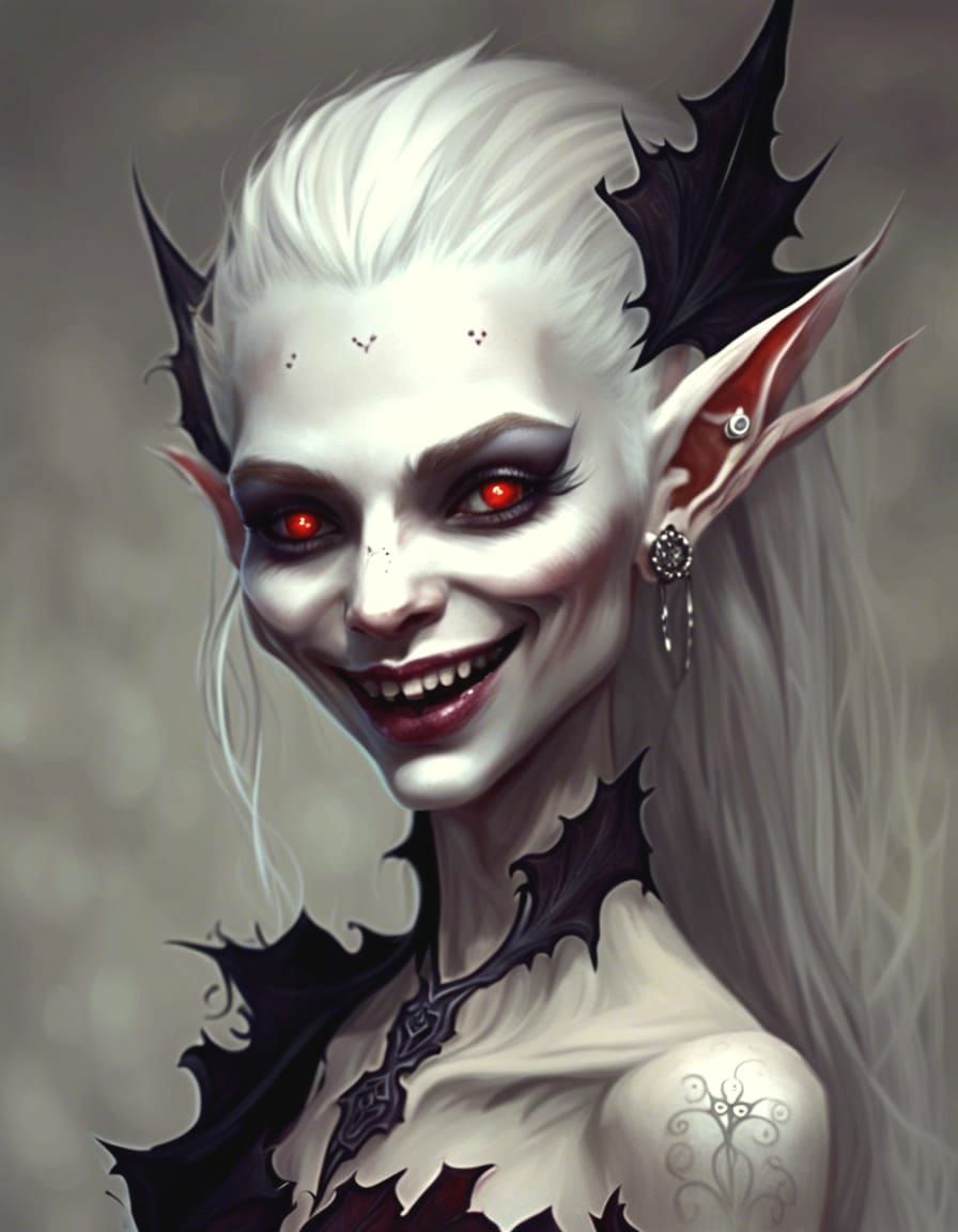 Eerie Fusion: Gothic Vampire Elf Wight Girl