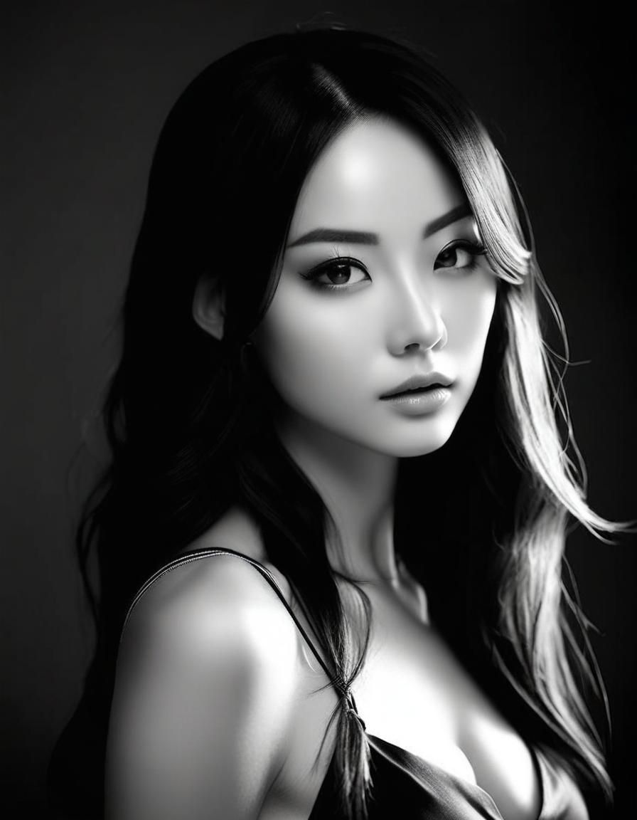 Elegant B&W Portrait of a Pretty Young Woman