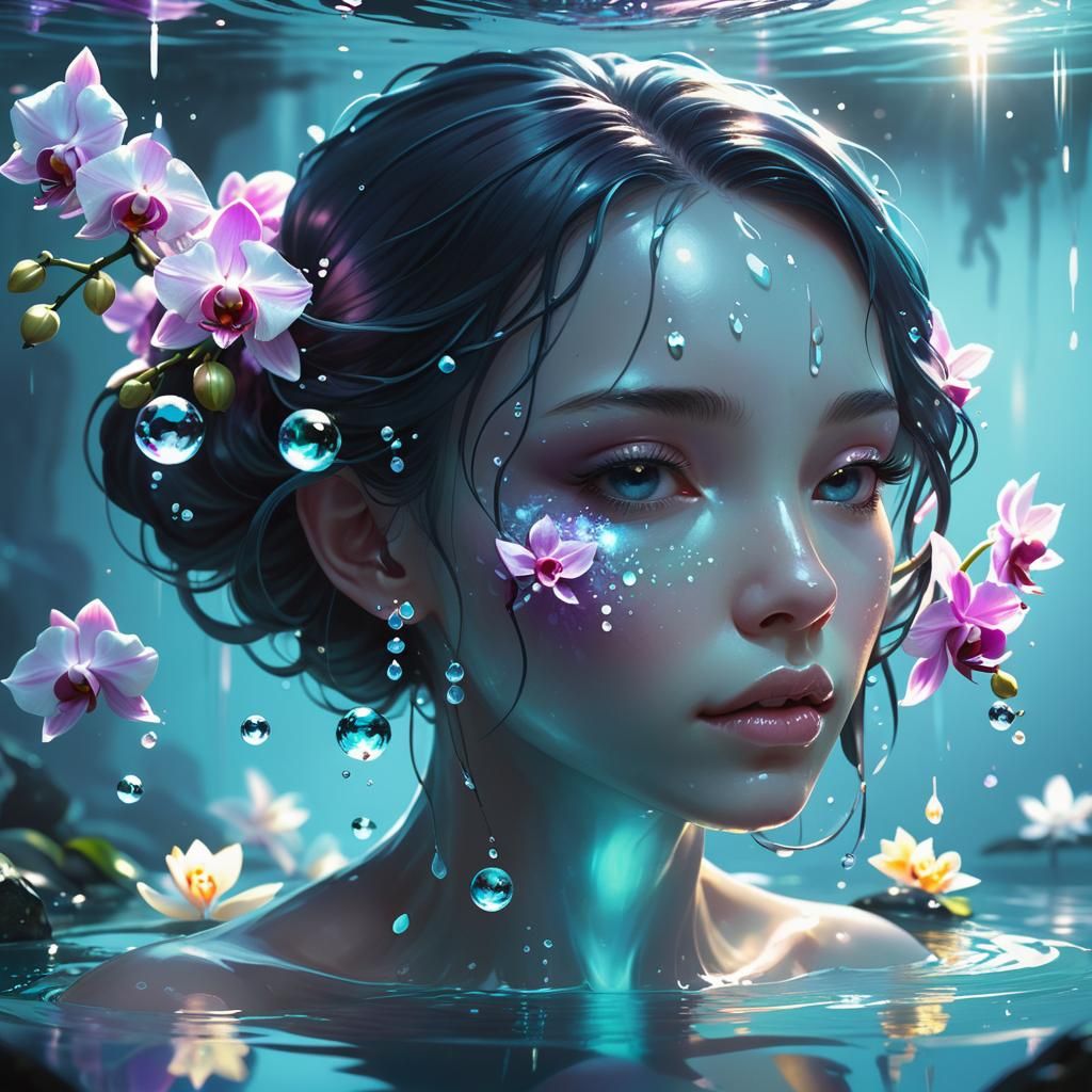 Crystalline Water Elemental in Dreamy Environment