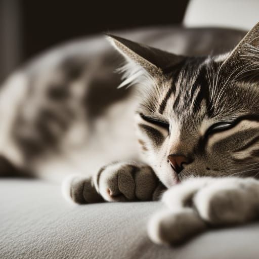 Cat Napping on Couch: Professional Photography