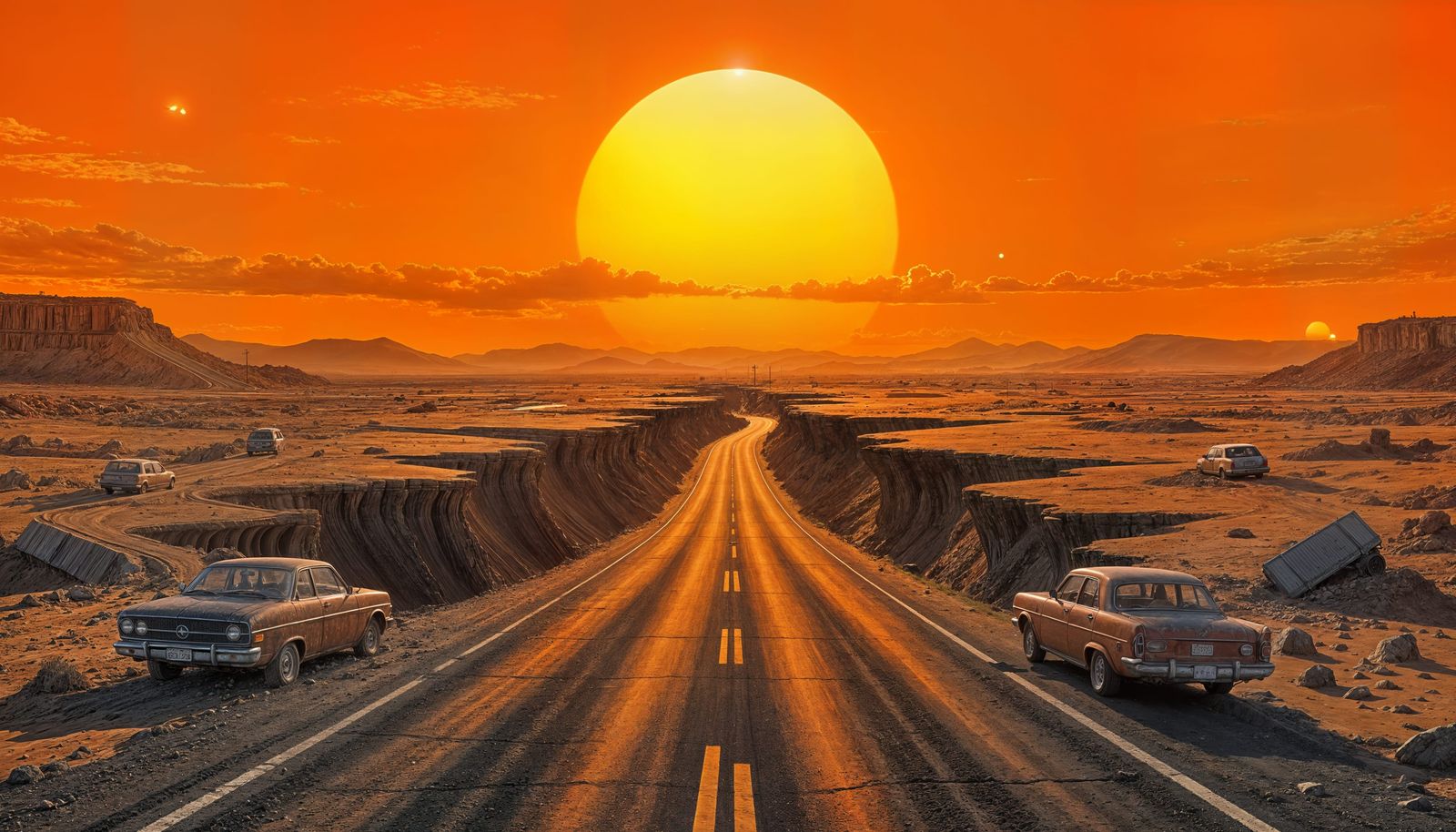 Post-Apocalyptic Highway Ending in a Chasm