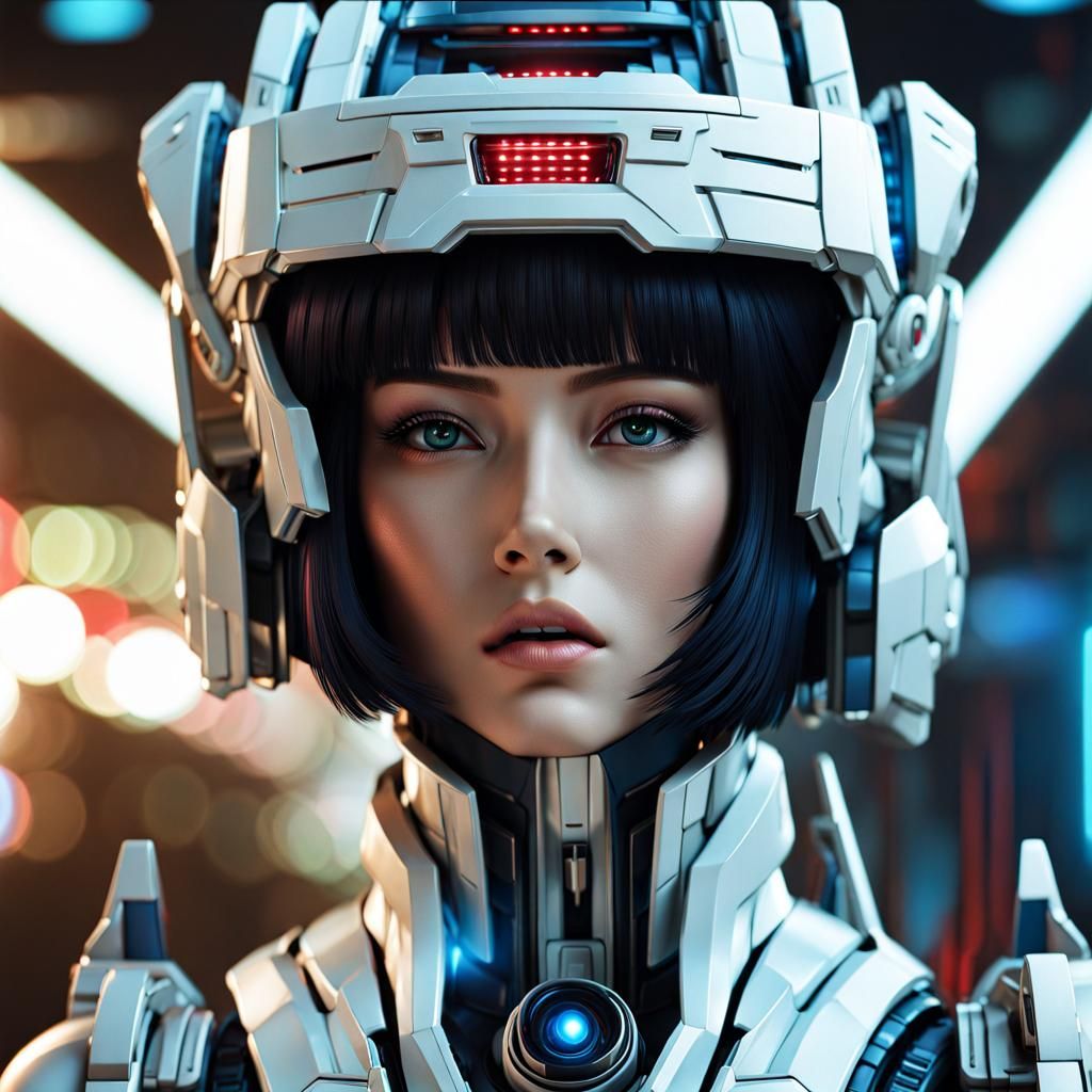 Utopian Woman in Futuristic Sci-Fi Analog Style